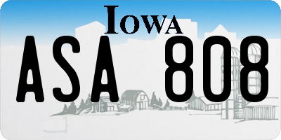 IA license plate ASA808