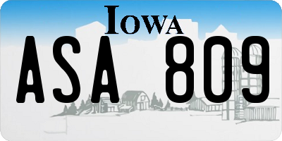IA license plate ASA809