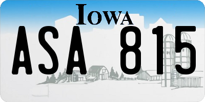IA license plate ASA815