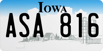 IA license plate ASA816