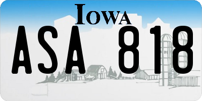 IA license plate ASA818