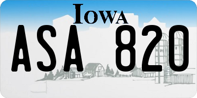IA license plate ASA820
