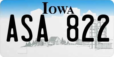 IA license plate ASA822