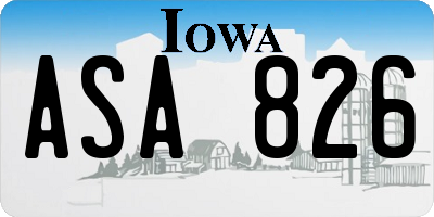 IA license plate ASA826