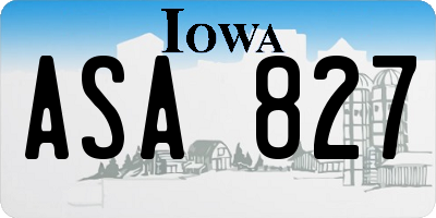 IA license plate ASA827