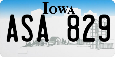 IA license plate ASA829