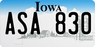 IA license plate ASA830