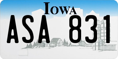 IA license plate ASA831