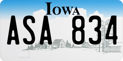 IA license plate ASA834