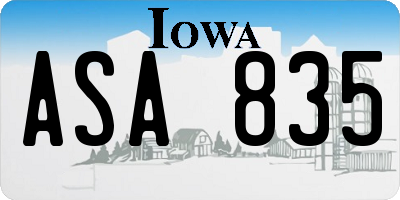IA license plate ASA835