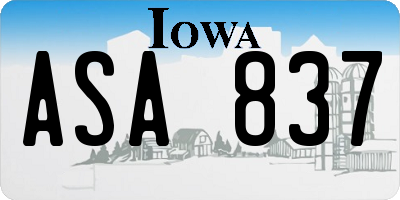 IA license plate ASA837