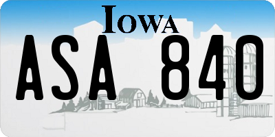 IA license plate ASA840