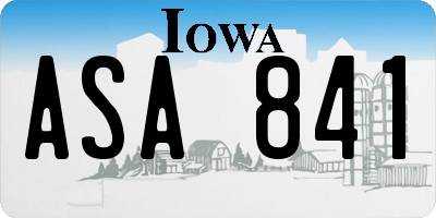 IA license plate ASA841