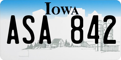 IA license plate ASA842