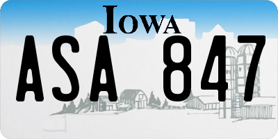 IA license plate ASA847