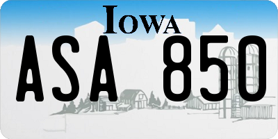 IA license plate ASA850