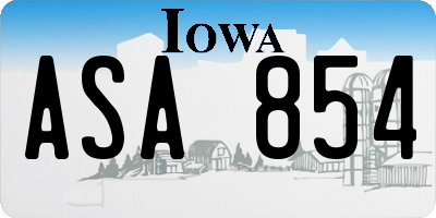 IA license plate ASA854