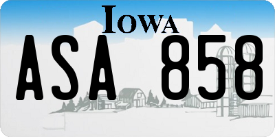 IA license plate ASA858