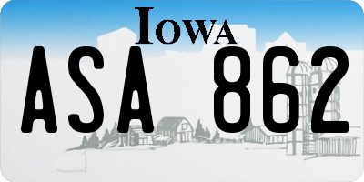 IA license plate ASA862