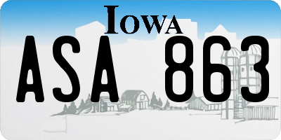 IA license plate ASA863