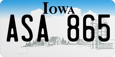 IA license plate ASA865