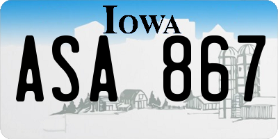 IA license plate ASA867