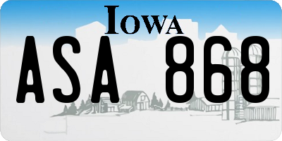 IA license plate ASA868