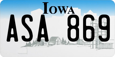 IA license plate ASA869