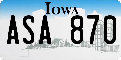 IA license plate ASA870