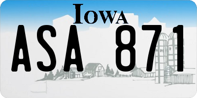 IA license plate ASA871