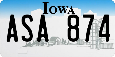 IA license plate ASA874