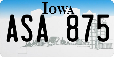 IA license plate ASA875