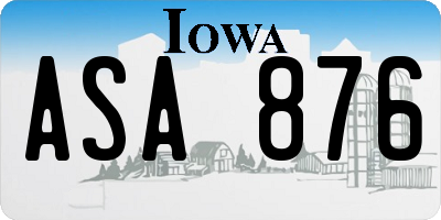 IA license plate ASA876