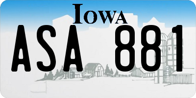 IA license plate ASA881