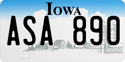 IA license plate ASA890