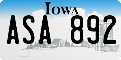 IA license plate ASA892