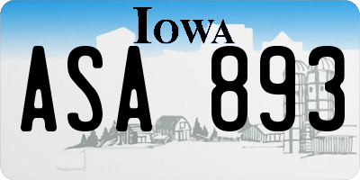 IA license plate ASA893