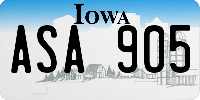 IA license plate ASA905