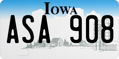 IA license plate ASA908