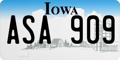 IA license plate ASA909