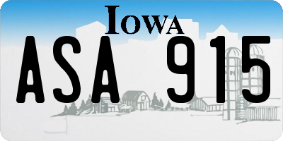 IA license plate ASA915