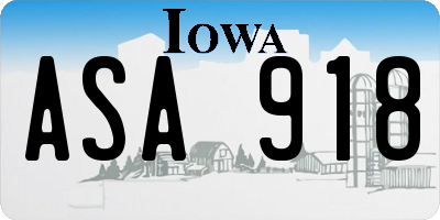 IA license plate ASA918