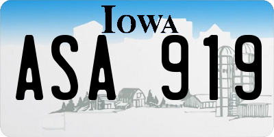 IA license plate ASA919