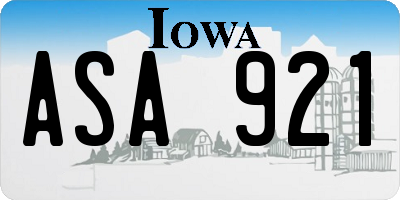 IA license plate ASA921