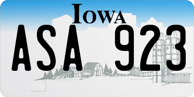 IA license plate ASA923