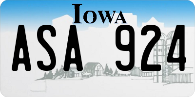 IA license plate ASA924