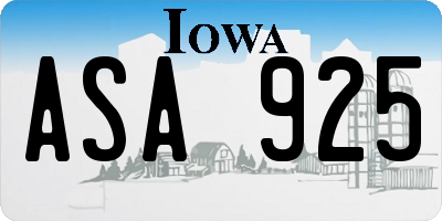 IA license plate ASA925
