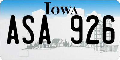 IA license plate ASA926