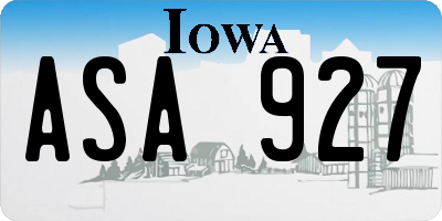 IA license plate ASA927