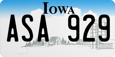 IA license plate ASA929